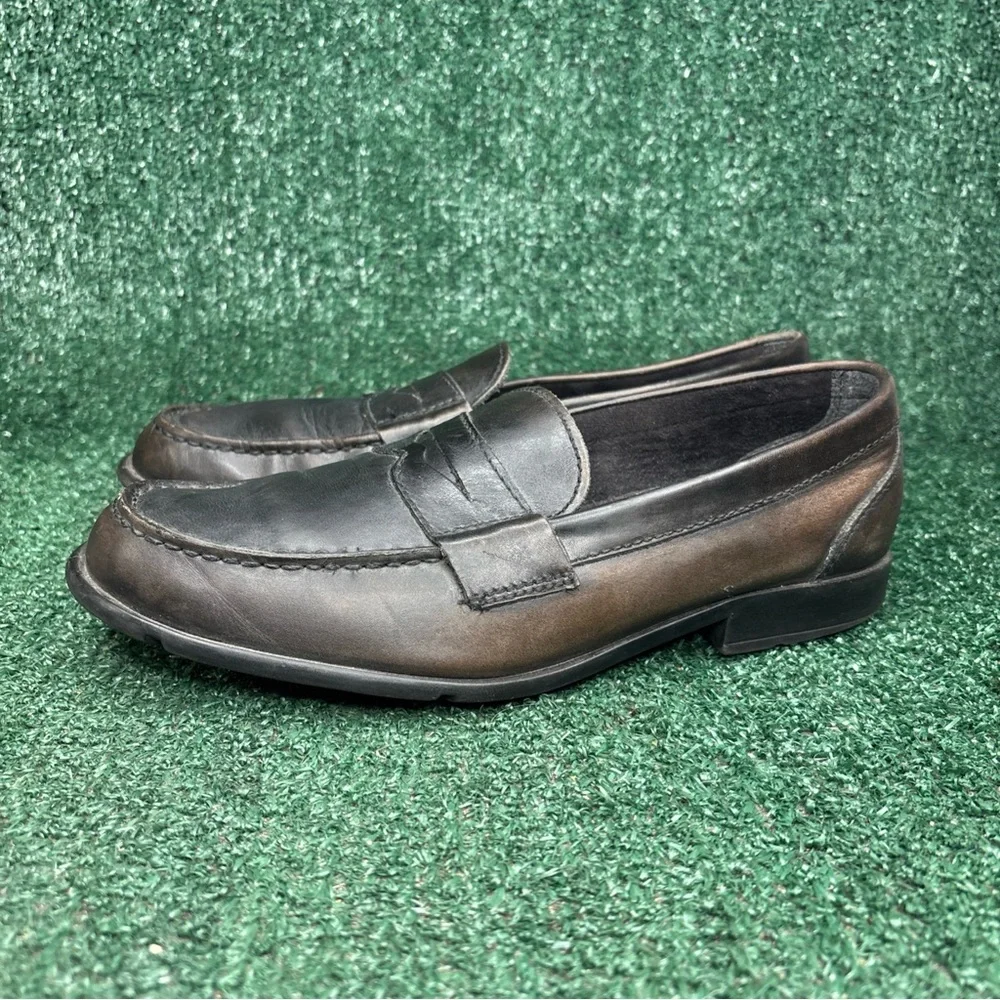 Rockport Shoes Mens 9 M Penny Loafers Brown Leather Casual Moc Toe M76443‎